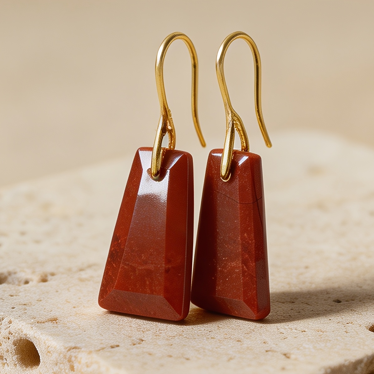 Women's Red Jasper Stone Bohemian Plated Earrings